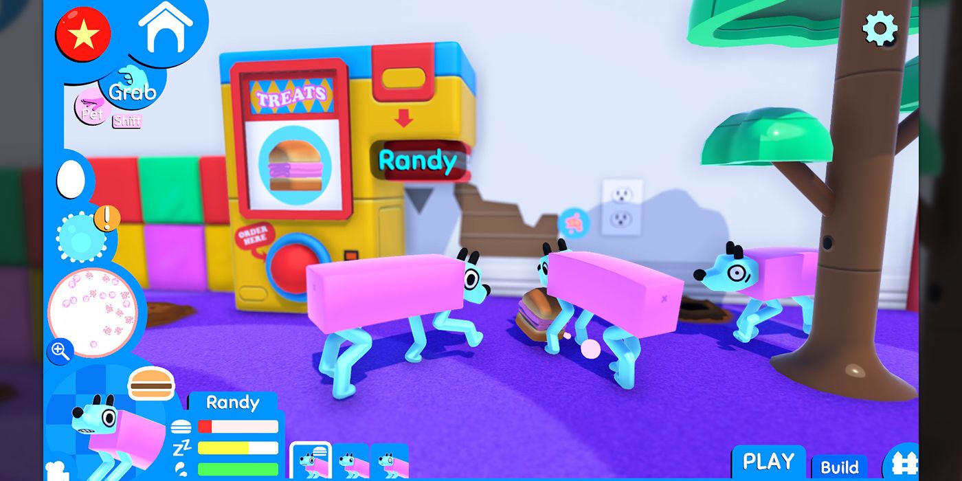 Two dogs in the pet-simulator Wobbledogs.