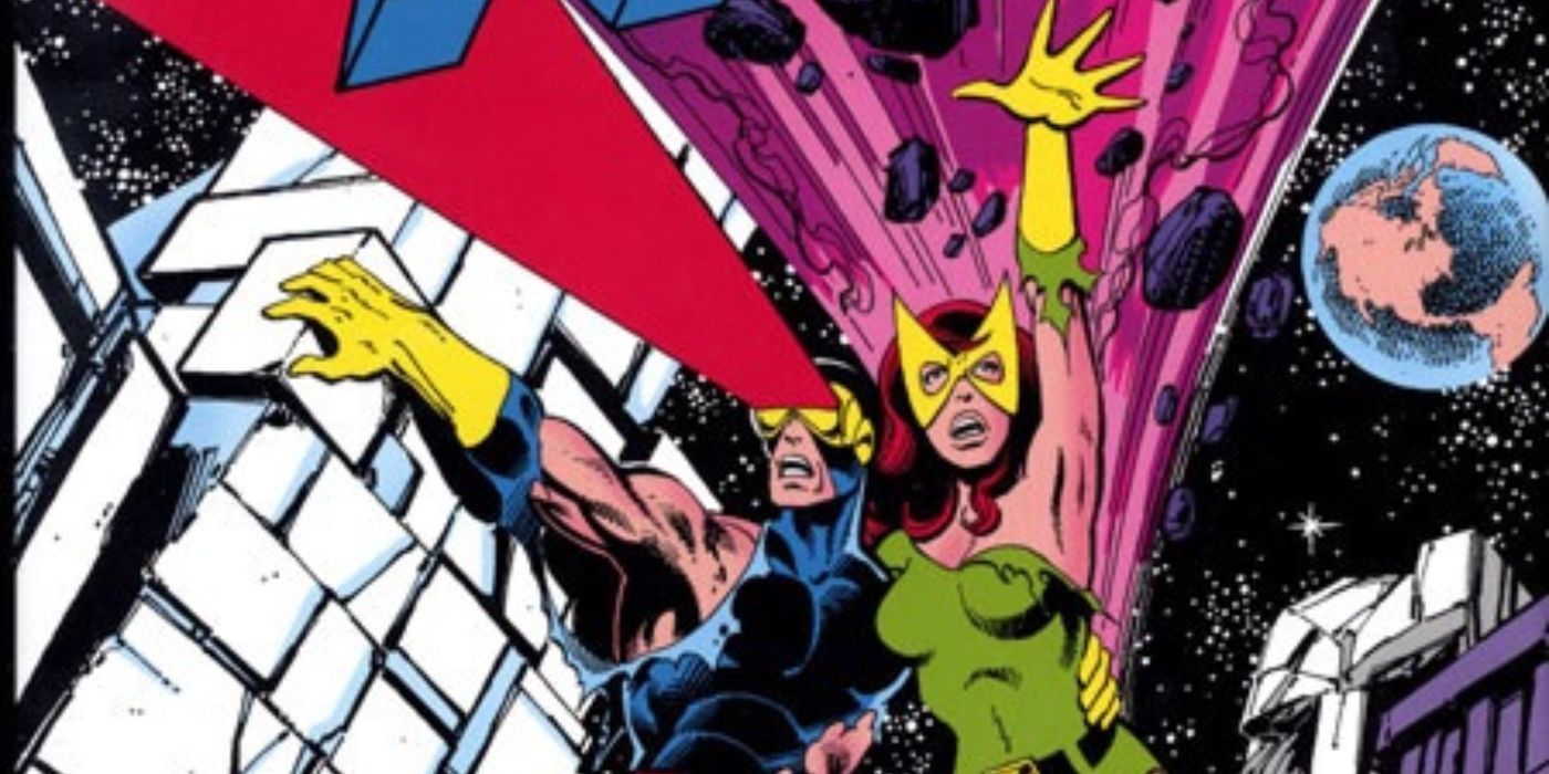 Cyclops and Jean Grey desperately fight side by side in Marvel Comics