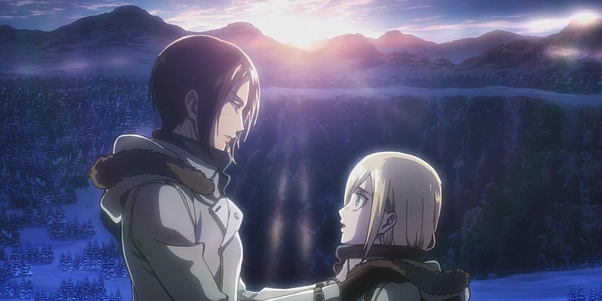 Ymir and Historia looking at each other.
