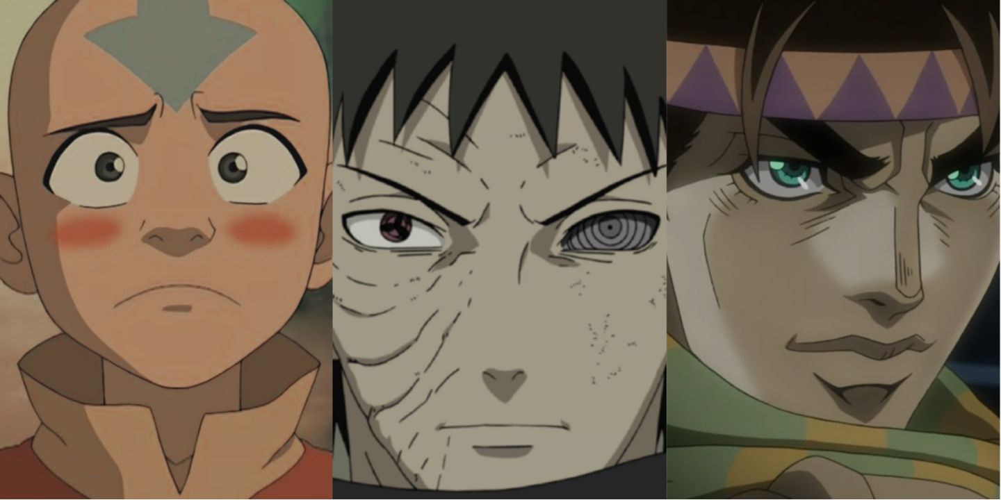 Aang (left); Obito Uchiha (center); Young Joseph Joestar (center)