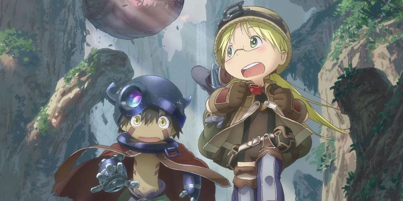 Riko and Reg fleeing from danger in Made In Abyss.