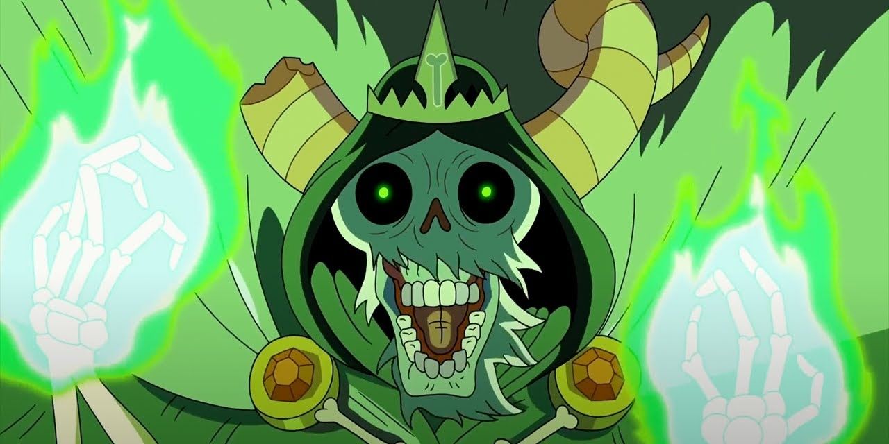 The Lich, surrounded by green flames, returns from the afterlife