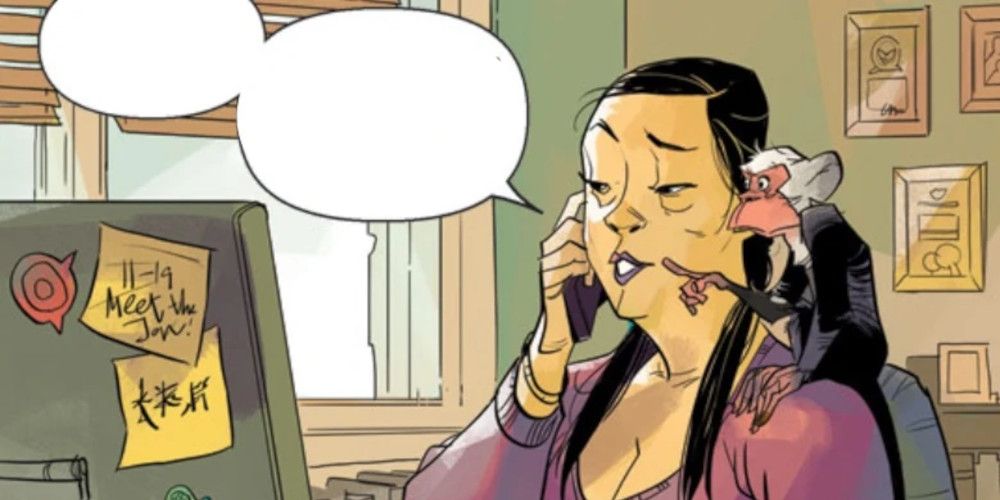 angie huang with hei hei in the comics