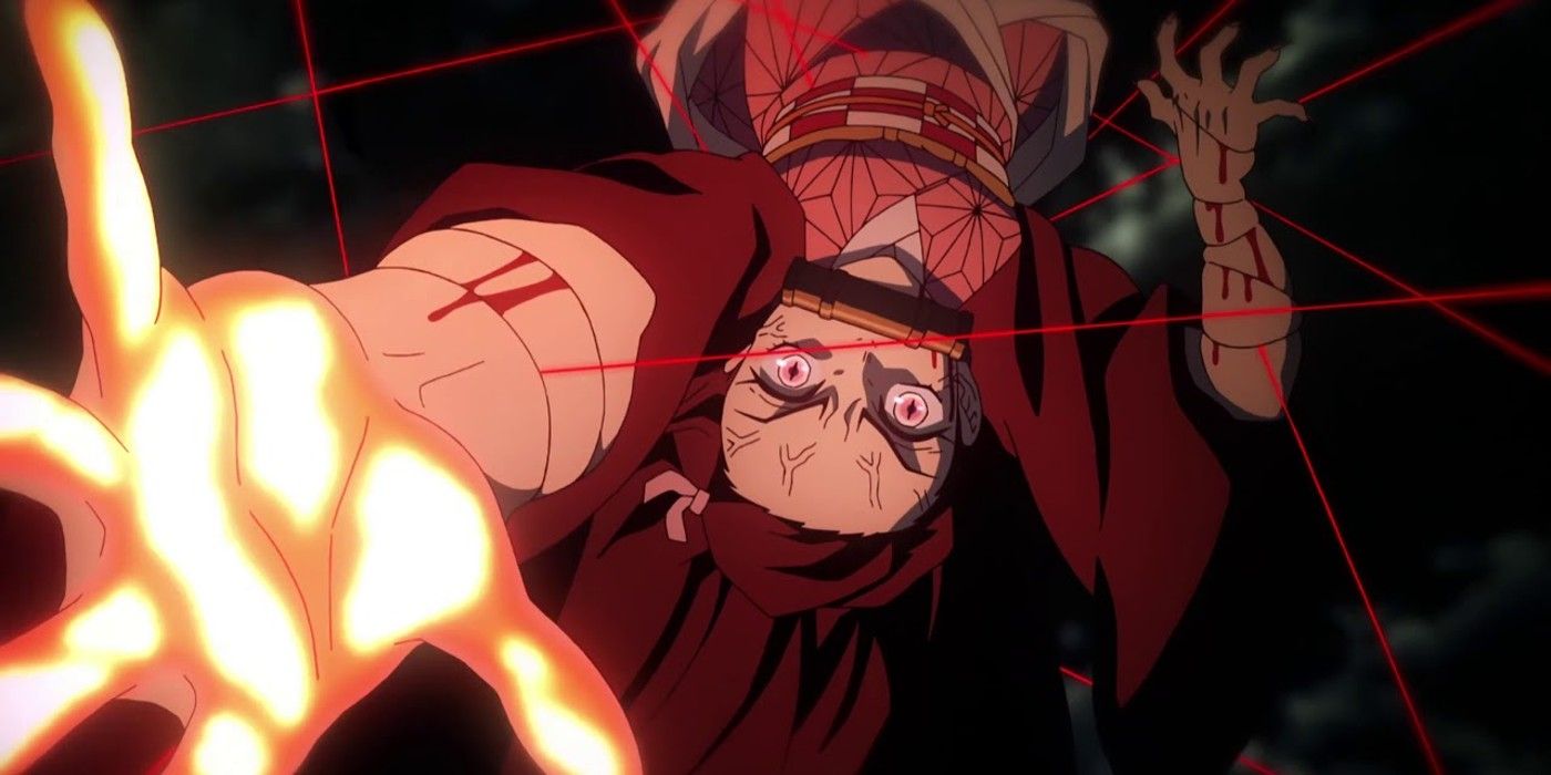 Nezuko is trapped and uses her blood demon art