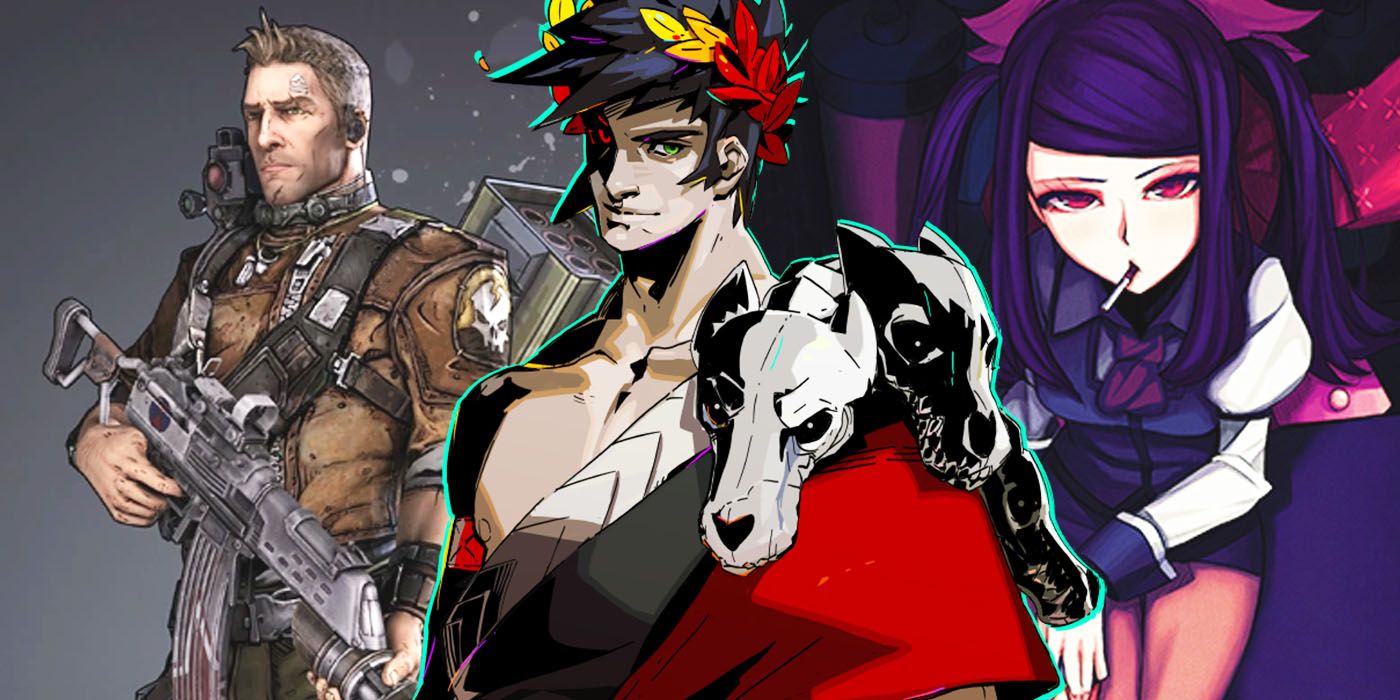 Collage of bisexual protagonists in games, from Borderlands 2, Hades, Ya 11