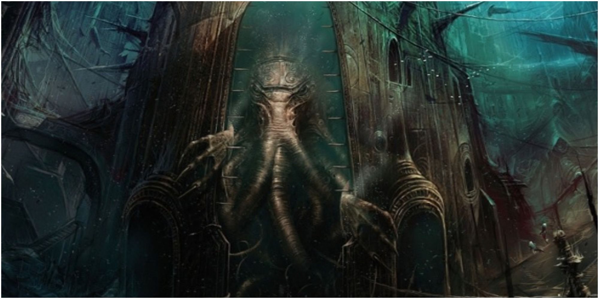 A statue of Cthulhu in a temple featured in the Call of Cthulhu books