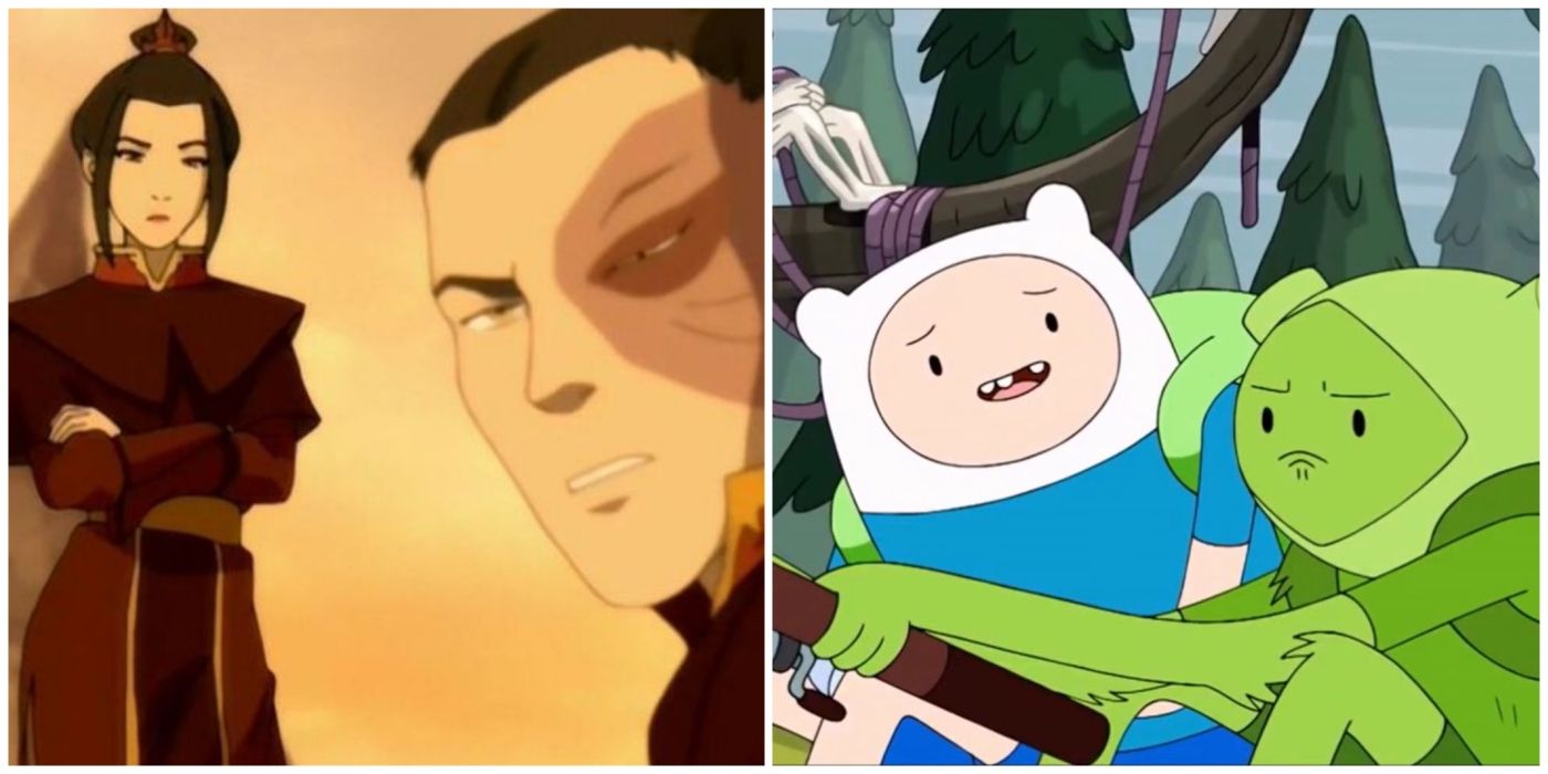 A split image showing Zuko and Azula from Avatar: The Last Airbender and Finn and Fern from Adventure Time
