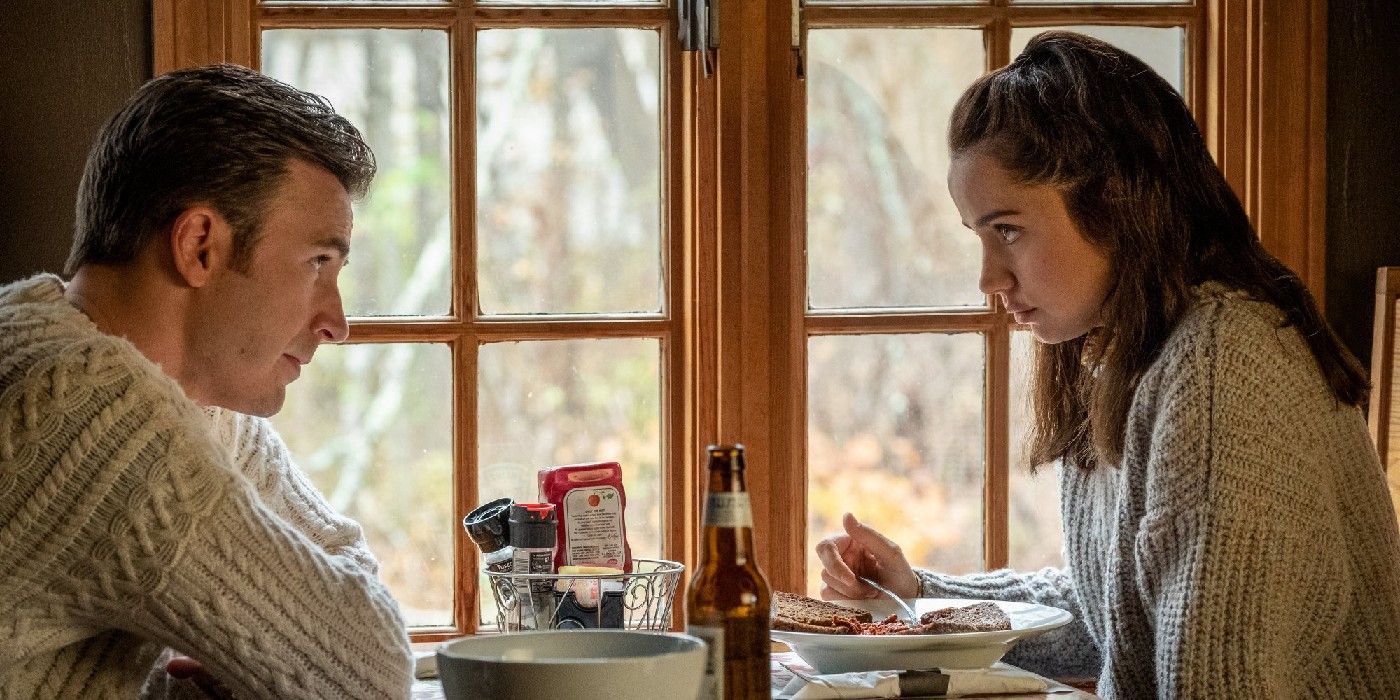 Chris Evans and Ana de Armas eating food in Knives Out