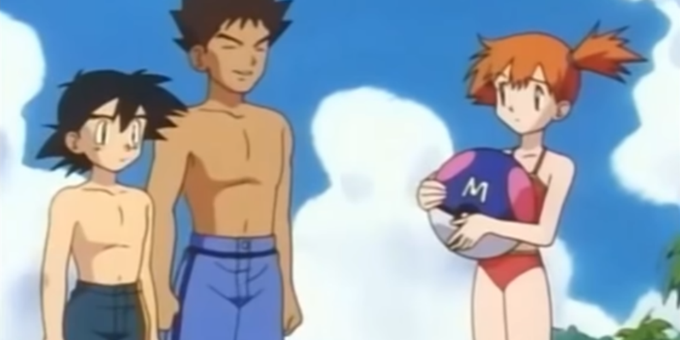 Ash Brock staring at Misty wearing a bikini in Pokémon