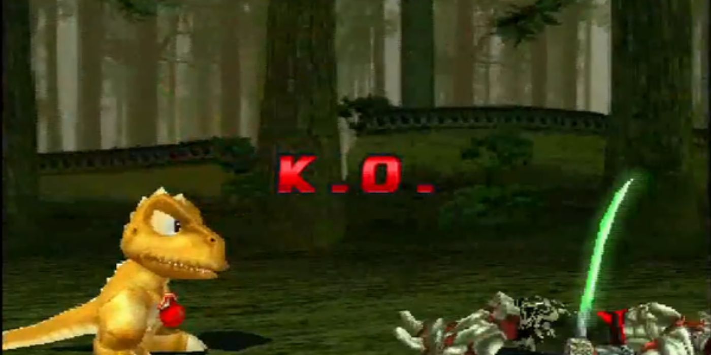 Gon from Tekken 3 defeating Yoshimitsu