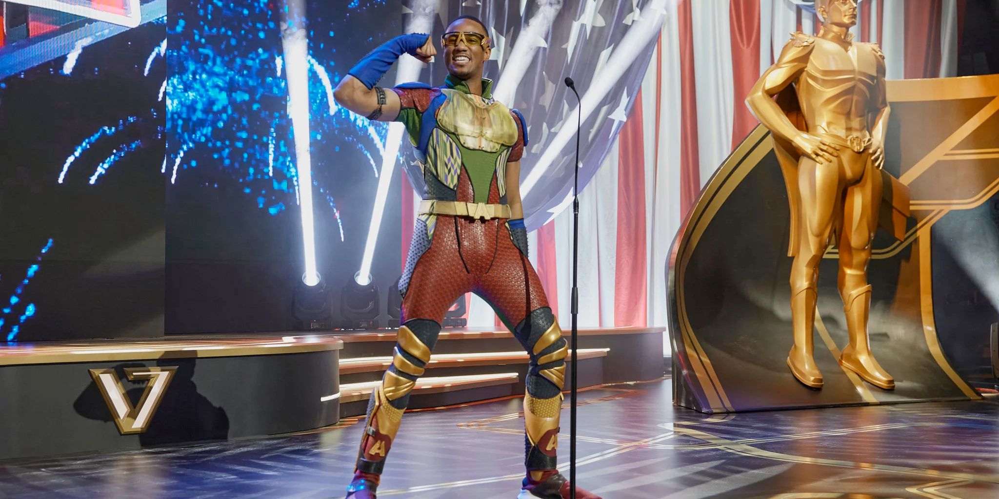 A-Train performing on stage in The Boys Season 3, Episode 2, "The Only Man in the Sky."