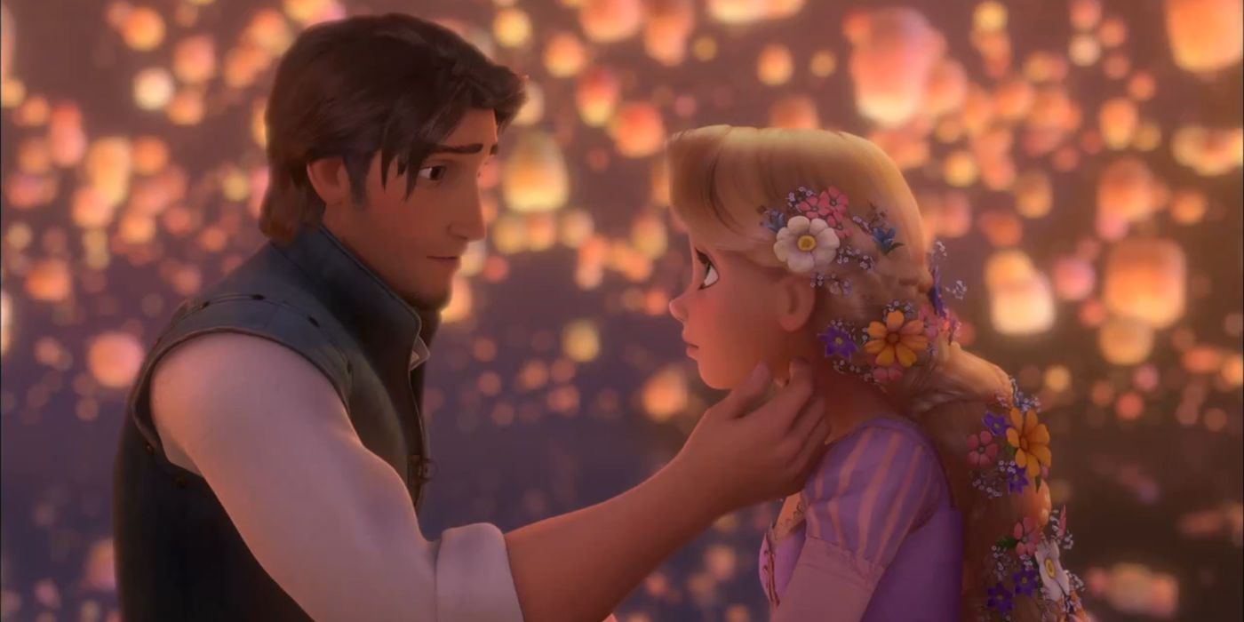 Flynn Rider and Rapunzel watching the lanterns, Tangled