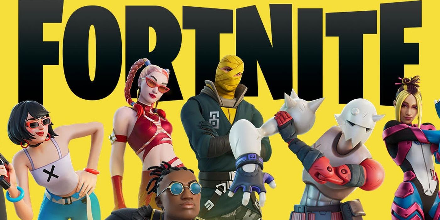 Arte da capa do Capítulo 3 da Temporada 3 de Fortnite com uma variedade de personagens.