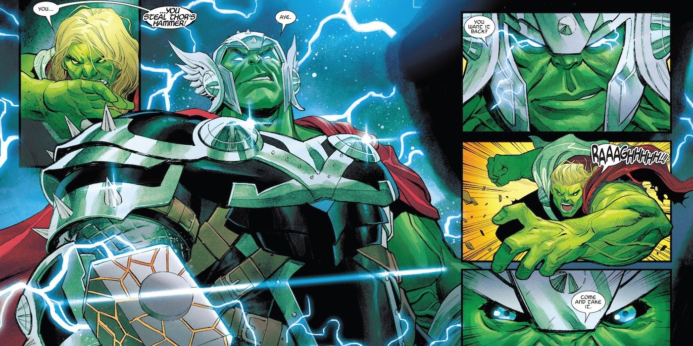 Hulk just got powered up by Mjolnir to fight Thor