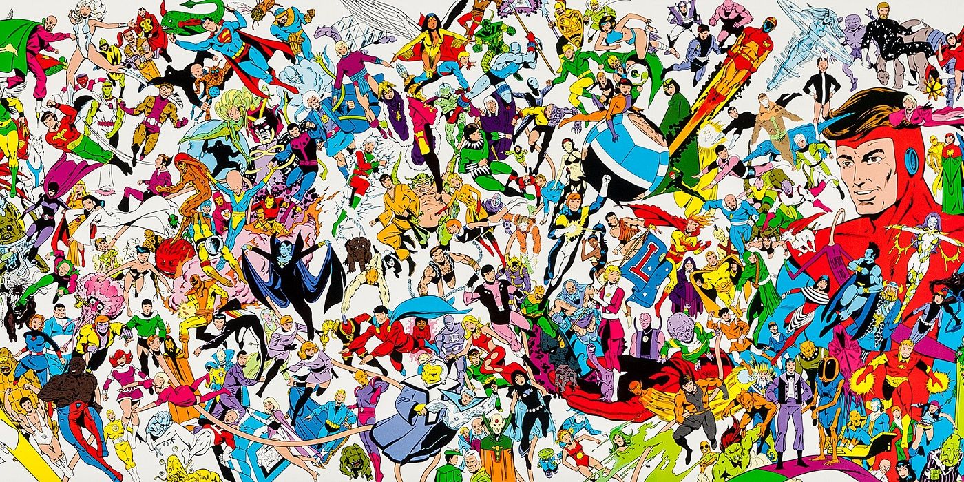 all members of the legion-of-super-heroes gather in a large image