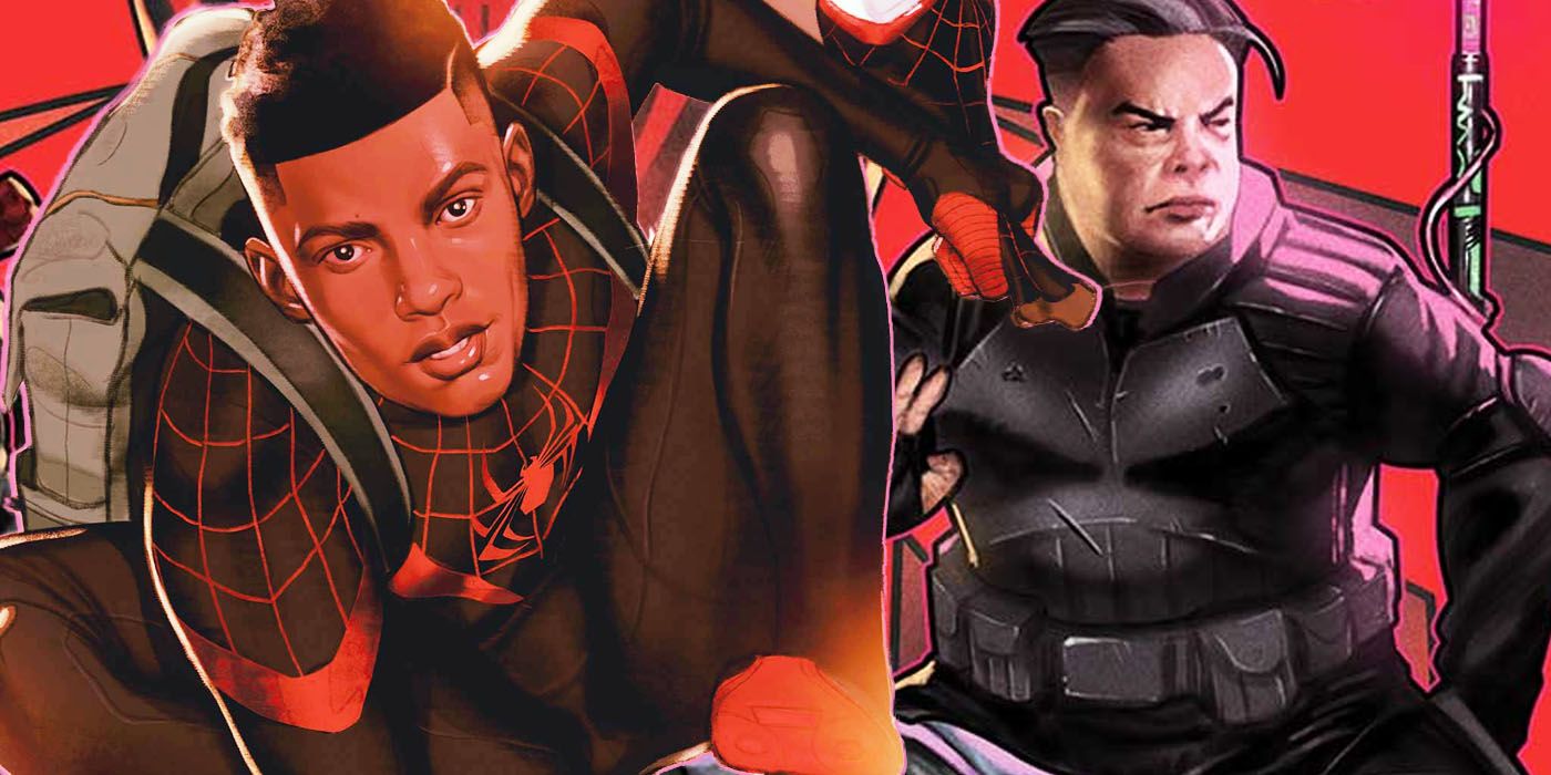 Miles Morales suited up with a backpack and Ganke Lee in armor