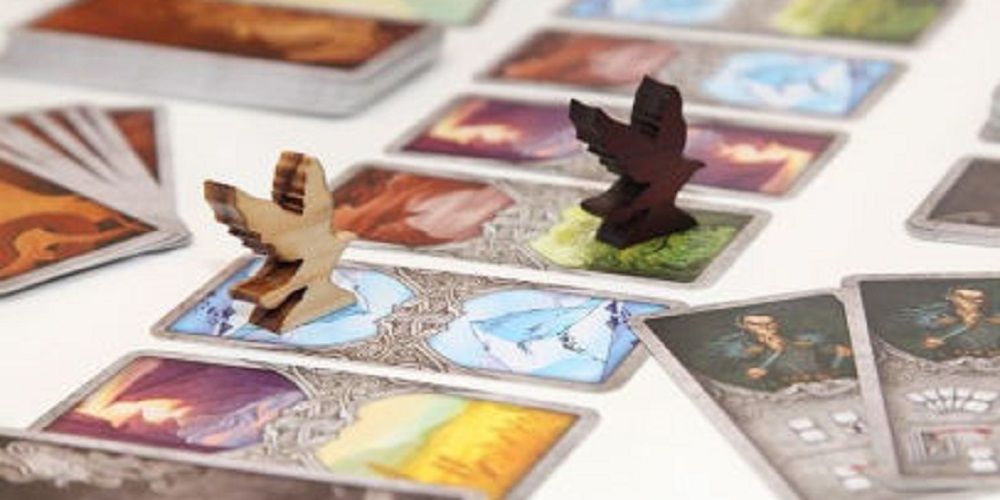 Miniatures and cards from the board game Odin's Ravens