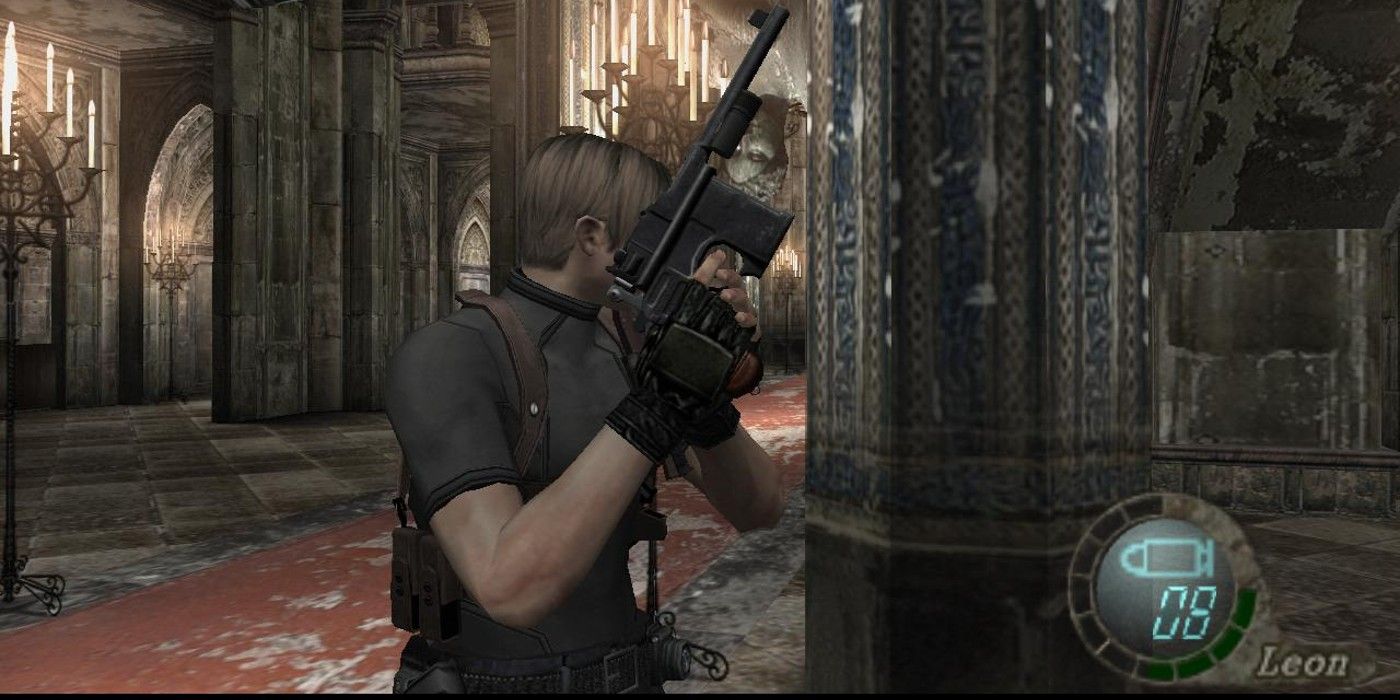 resident evil 4 leon showing off the red9