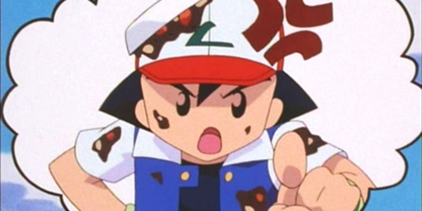Ash pointing finger and shouting angrily in the Pokémon Anime