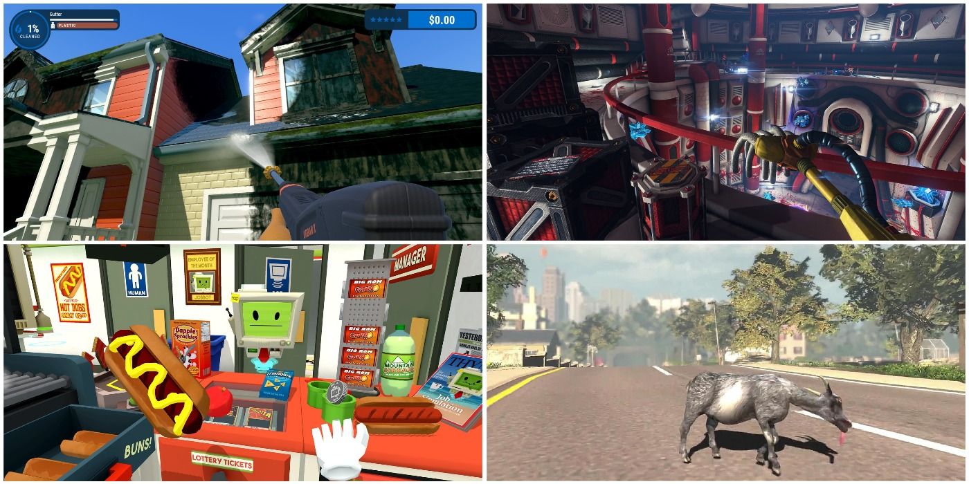 A collage of images from several simulation games