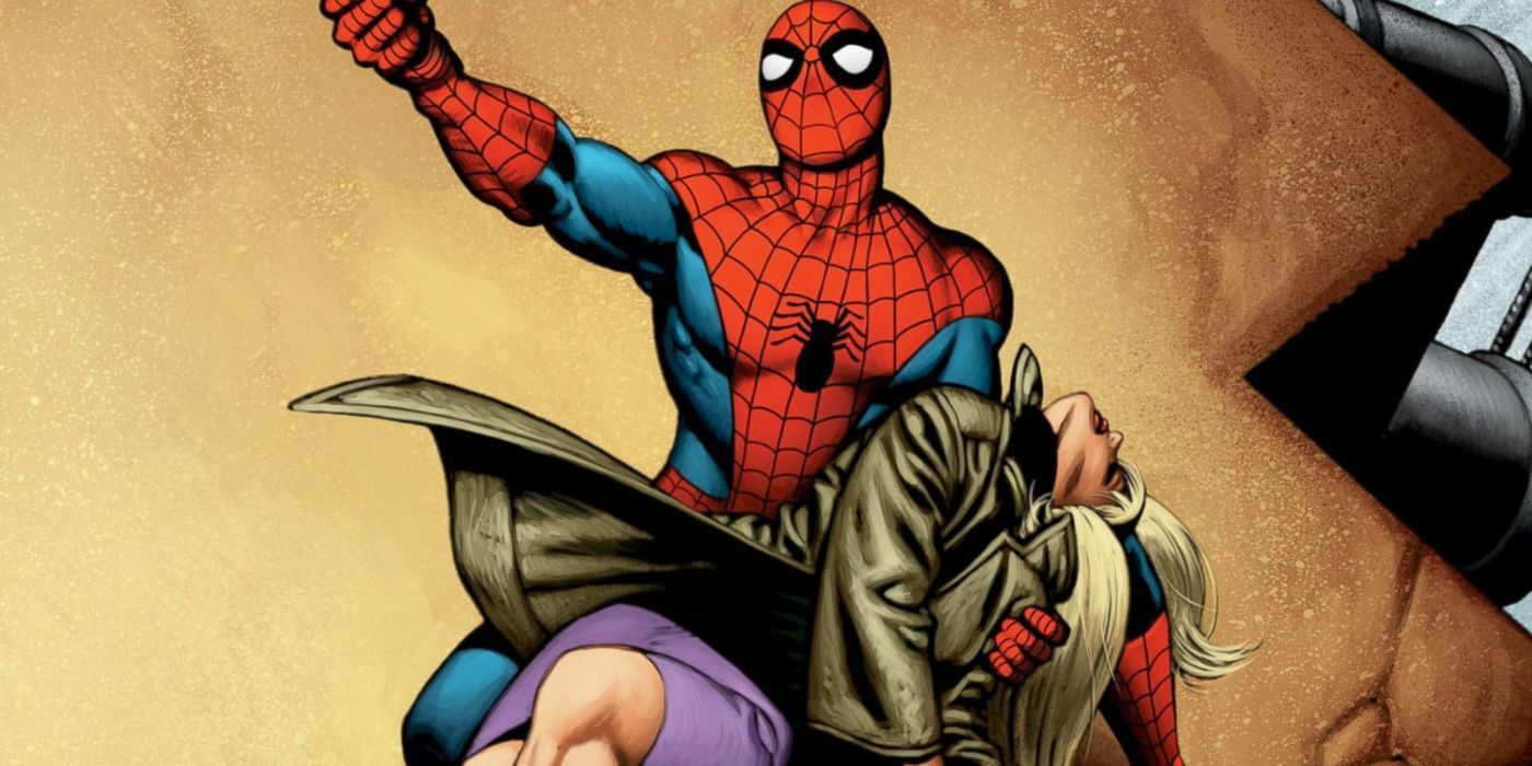 Spider-Man mourning Gwen Stacy in Marvel Comics.