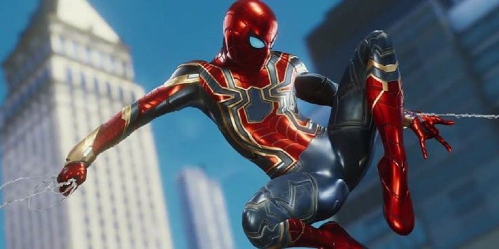 Spider-Man in his MCU inspired Iron Spider suit from Spider-Man PS4