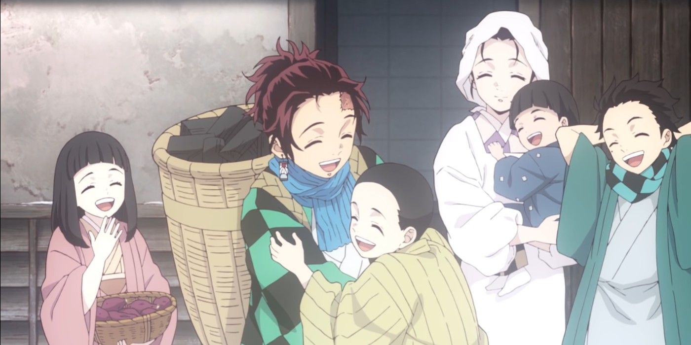 Tanjiro with his family in Demon Slayer.