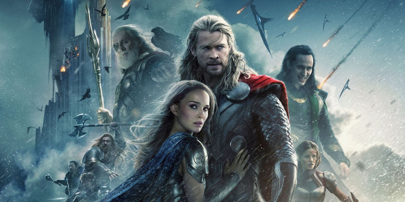 Thor the Dark World movie cover with Chris Hemsworth and Natalie Portman