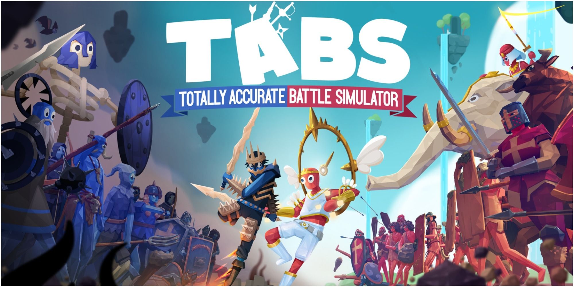 A red and blue army collide in a promotional image for Totally Accurate Battle Simulator