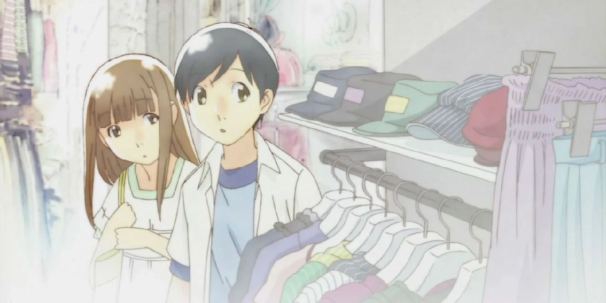 Shuichi and Yoshino clothes shopping in Wandering Son anime.