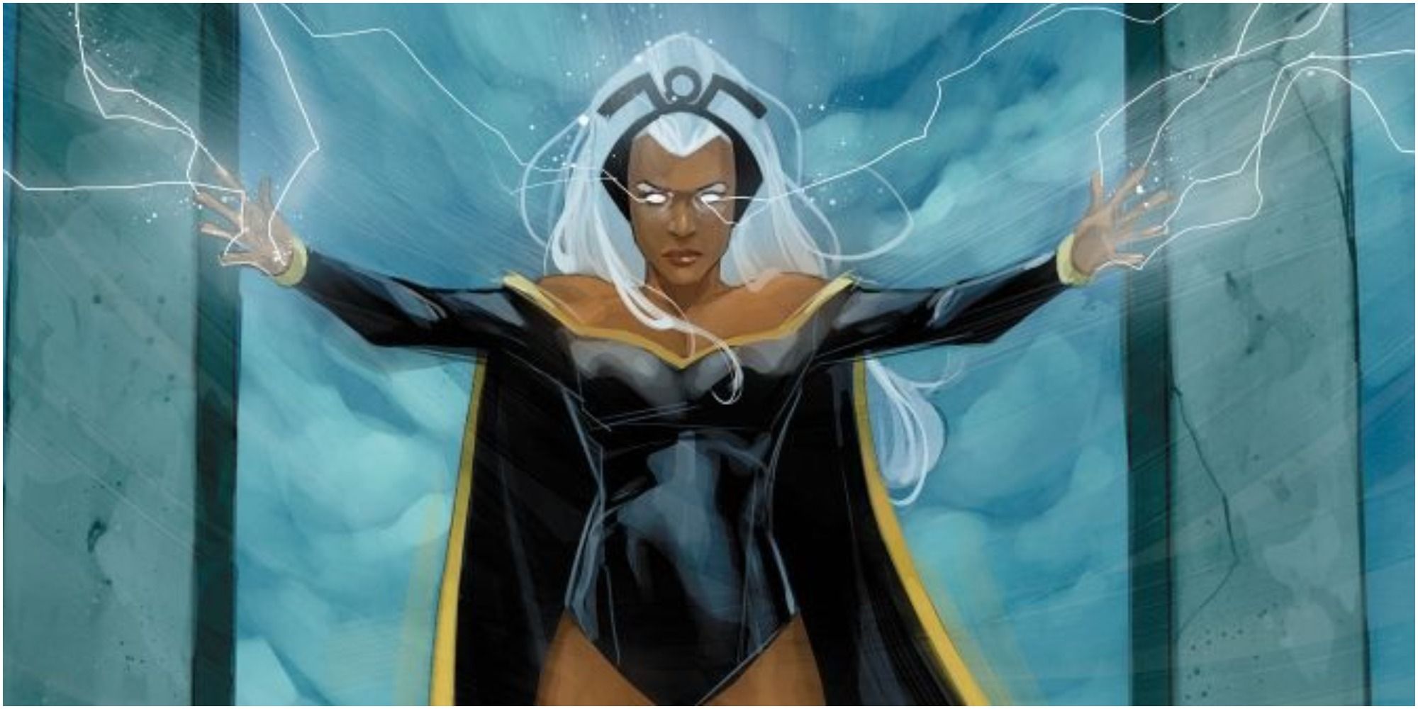 Storm commands lightning with both hands in X-Men.