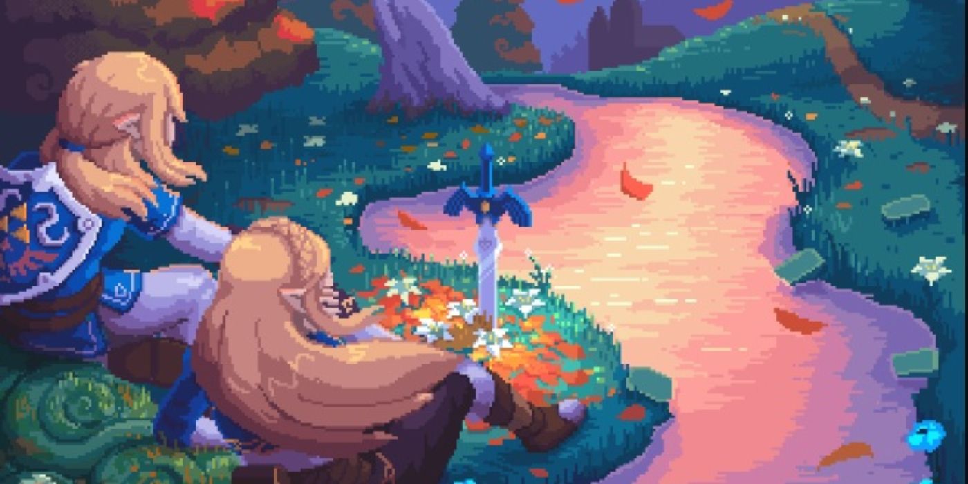 Tilsvarende sang Centrum The Legend of Zelda Fan Art Gives Breath of the Wild a Pixelated Makeover