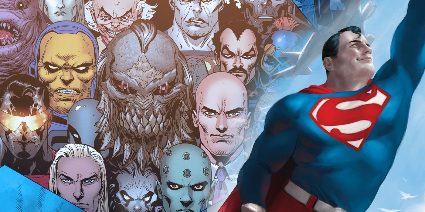 Superman with his villains split image