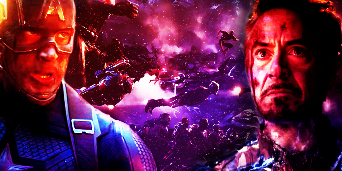 Avengers Endgame split image with Captain America and Iron Man