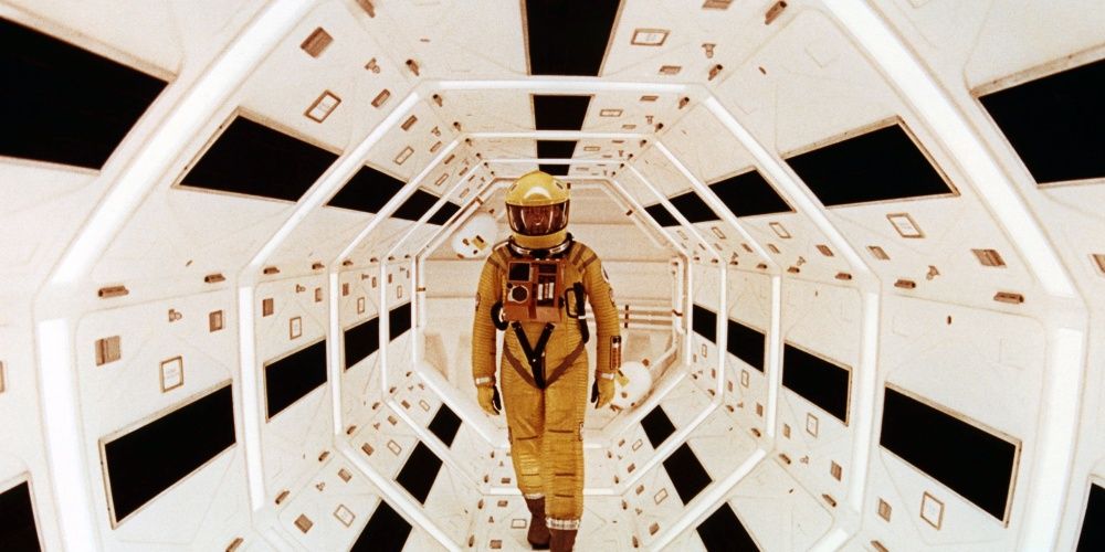 An astronaut walking through the tunnel in 2001: A Space Odyssey