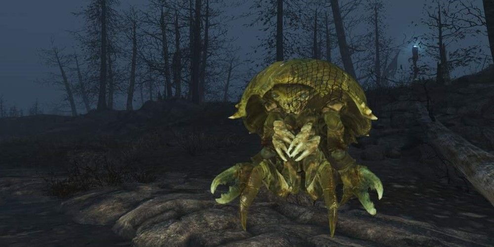 A glowing mirelurk queen from Fallout 76.