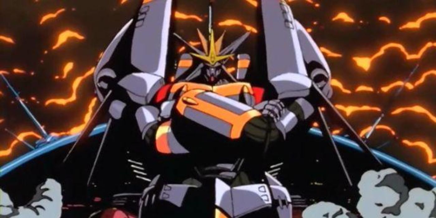 A mech doing the Gainax Pose from Gunbuster