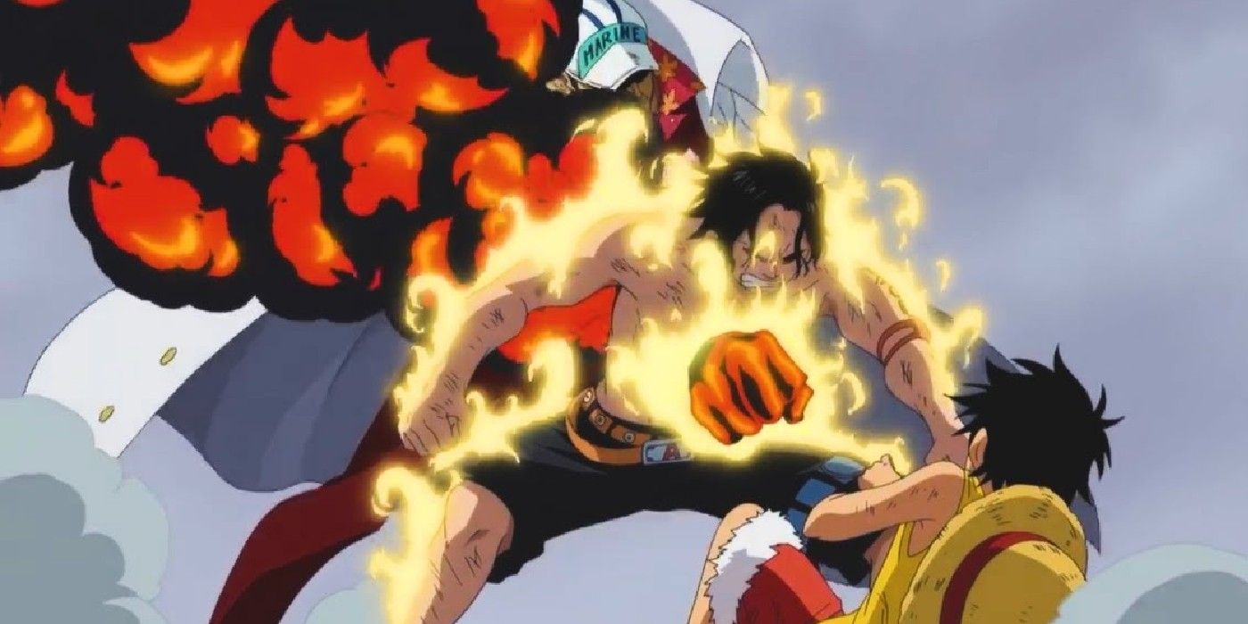 Ace é morto por Akainu para proteger Luffy em One Piece