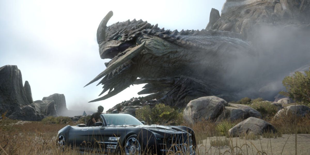 Dirigindo por um Adamantoise em Final Fantasy XV