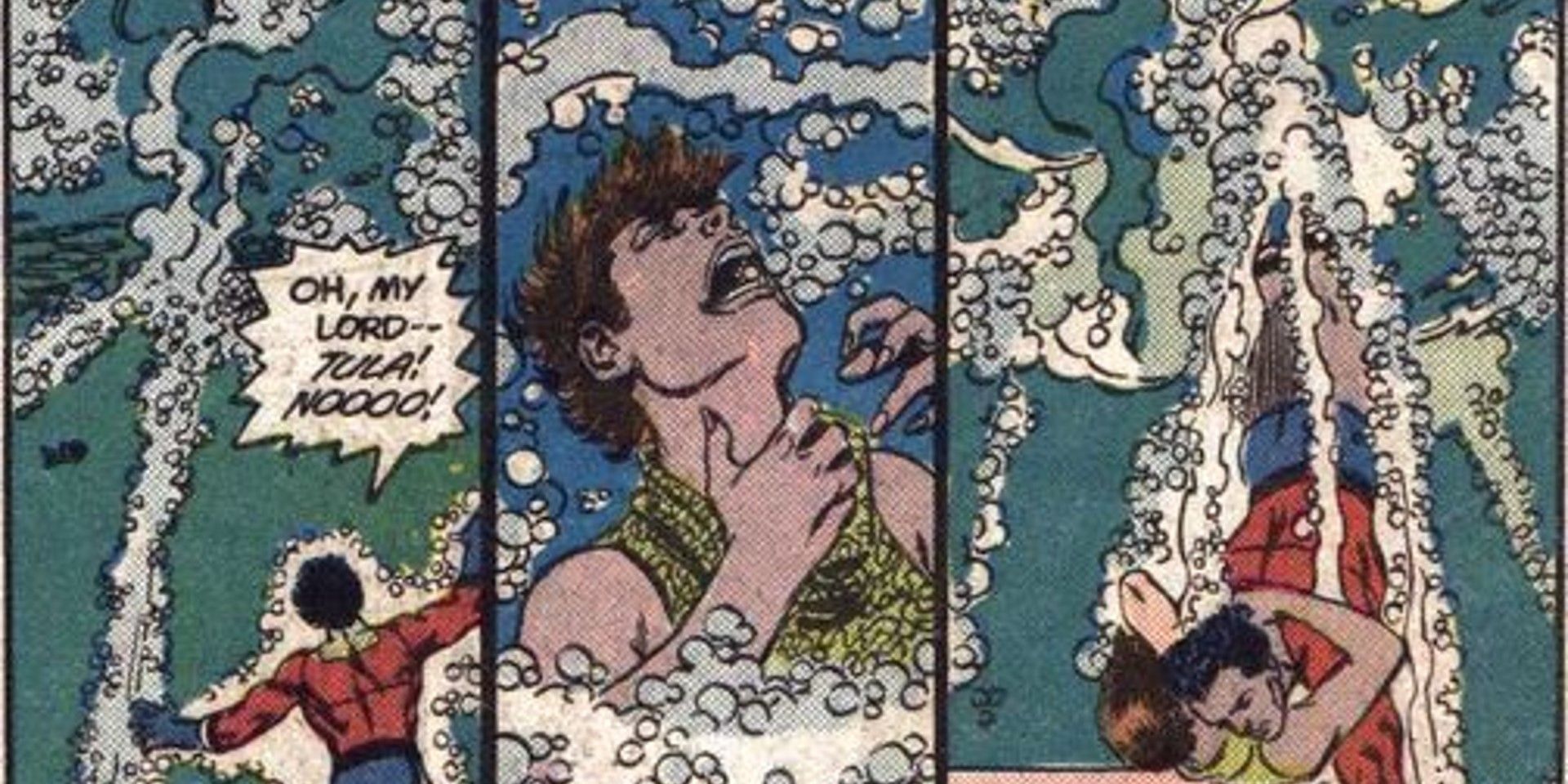 DC Comics panel shows Aquagirl dying.
