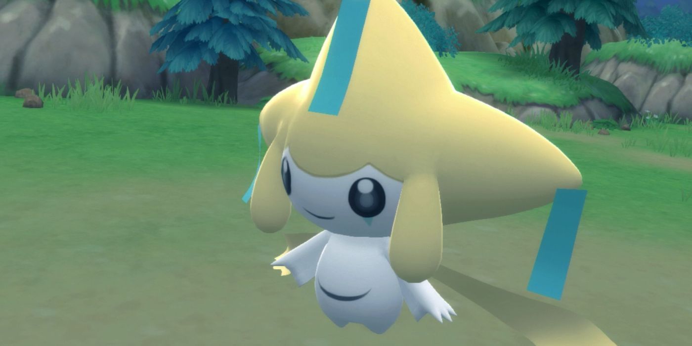 Jirachi smiling in Pokémon Brilliant Diamond and Shining Pearl.