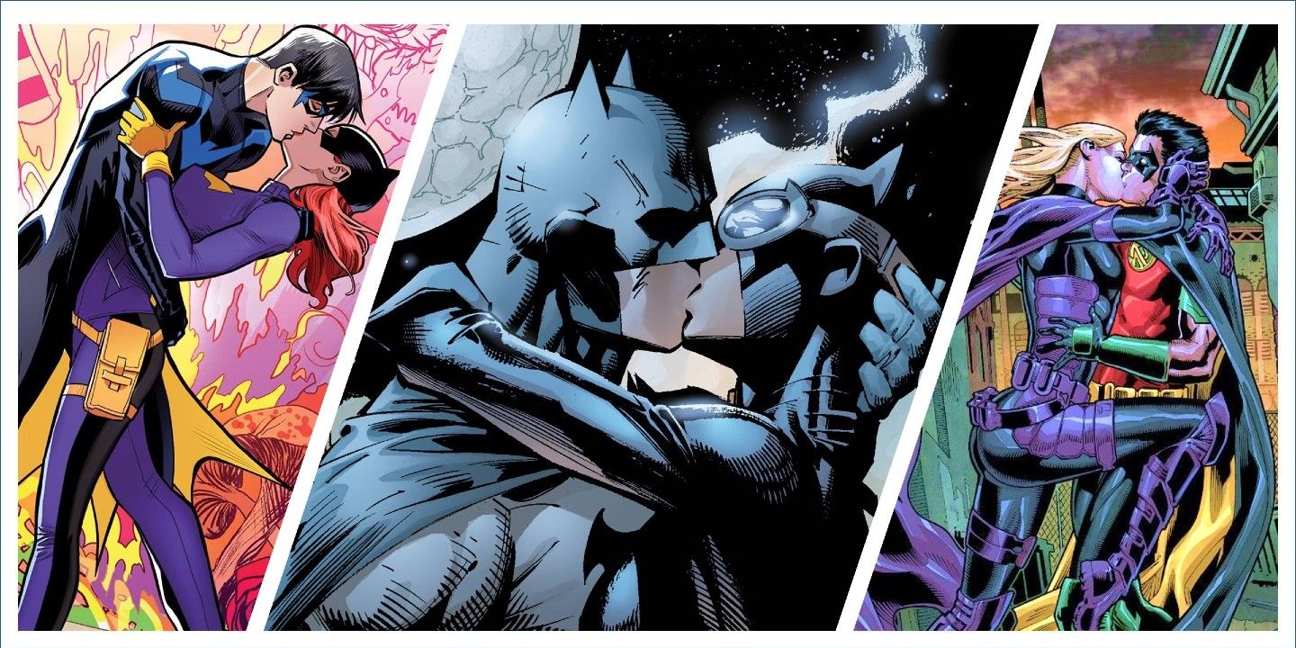 Barbara Gordon & Dick Grayson, Batman & Catwoman, Stephanie Brown & Tim Drake Kissing