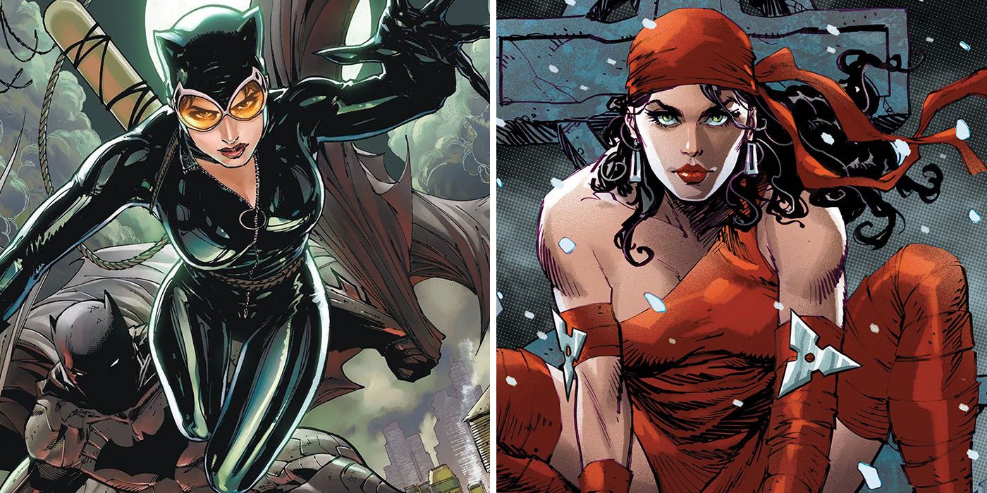 Catwoman and Elektra from DC and Marvel comics