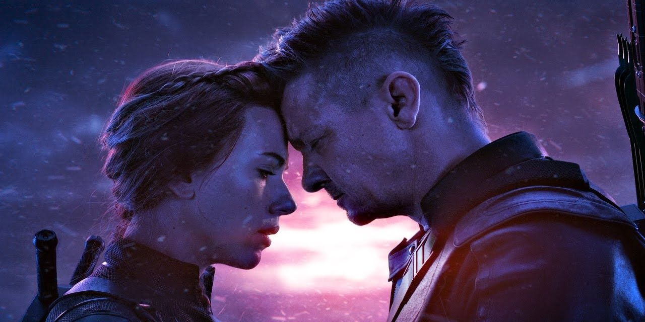 Black Widow (Scarlett Johansson) and Hawkeye (Jeremy Renner) on Vormir in Avengers: Endgame