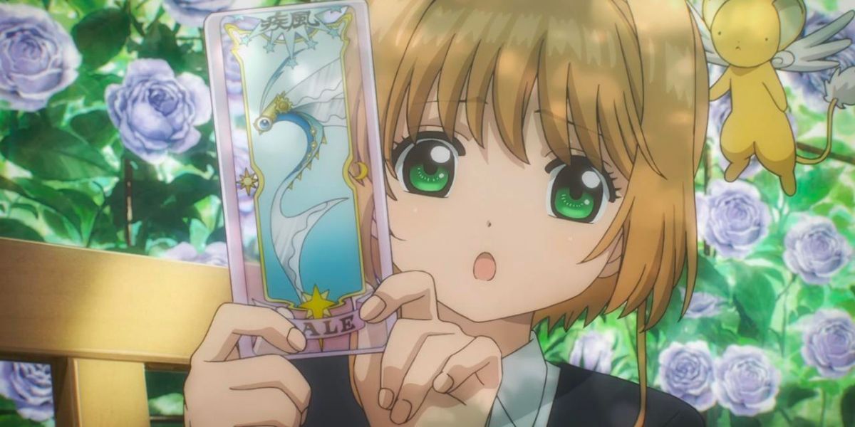 Sakura Kinomoto holds the "clear" card in Cardcaptor Sakura: Clear Card