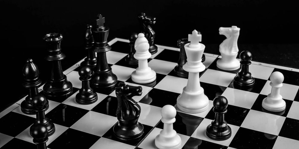 White facing Black in an ongoing Chess game.