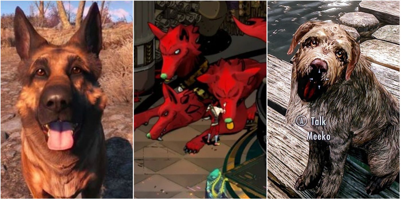 A collage of video game dogs