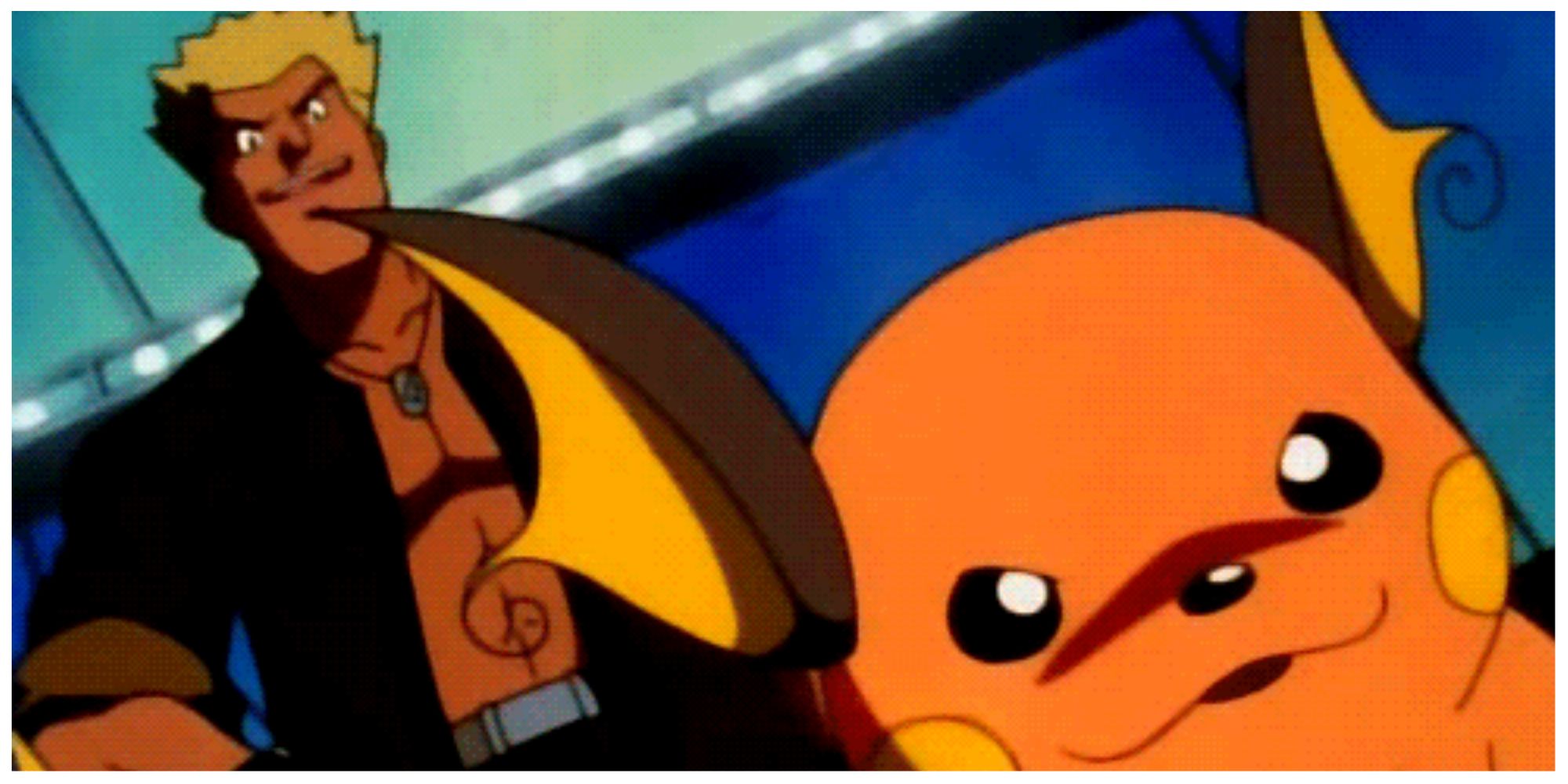 Pokemon's Lt. Surge and Raichu of Vermillion City Gym