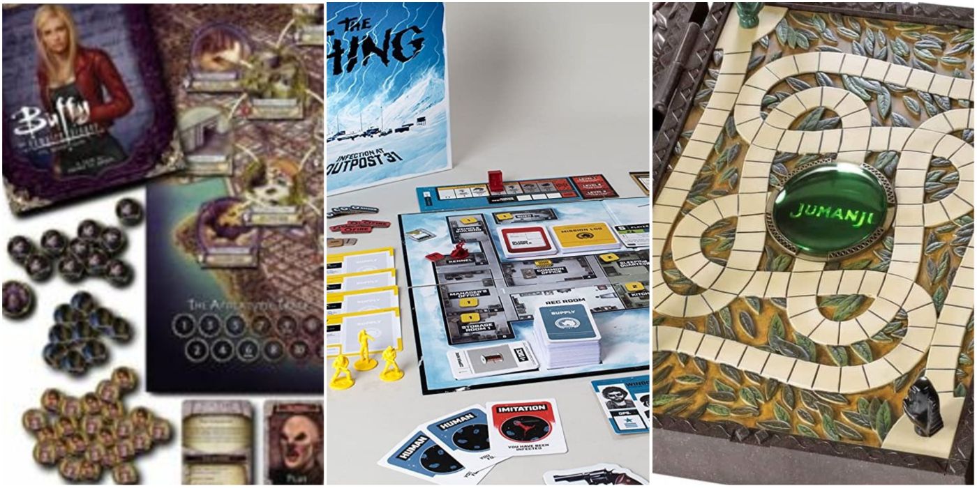 A collage of several movie and TV themed board games