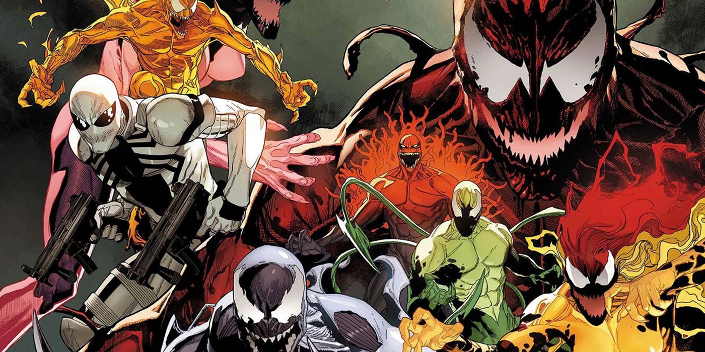 Cover to Extreme Carnage Alpha featuring Agent Anti-Venom and the Life Foundation symbiotes